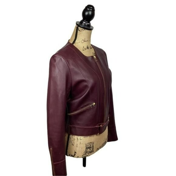 IRO Leather Broome Cropped MOTO Jacket Womens 10 - Like New - Picture 4 of 15